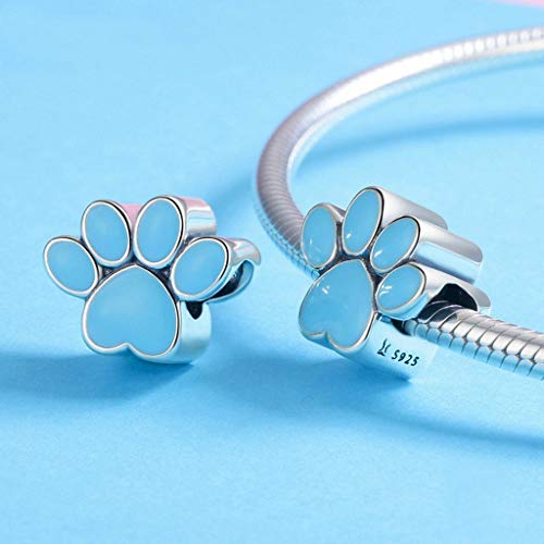 PAHALA 925 Strling Silver Lovely Dog Footprints Bones with Crystals Charm