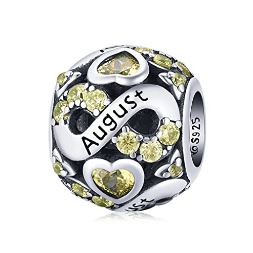PAHALA 925 Sterling Silver Multiple Crystal Color Infinite Love Birthstone Charm Beads