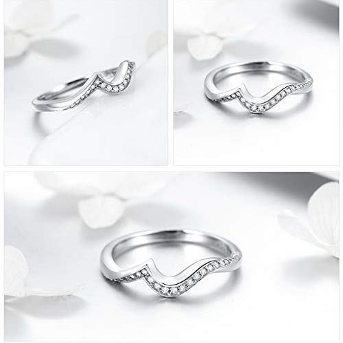 PAHALA 925 Strling Silver Geometric Heart Shape Crystals Finger Weeding Party Ring