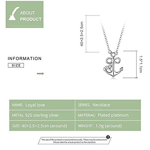 PAHALA 925 Sterling Silver Loyal Love Crystals Anchor Necklace Pendant Wedding Necklace