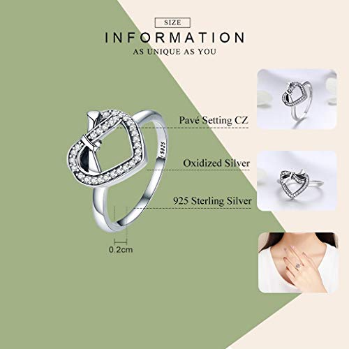 PAHALA 925 Strling Silver Bowknot Love Heart Crystals Finger Weeding Party Ring
