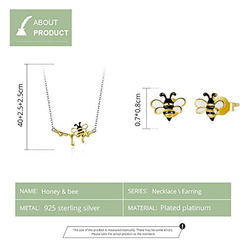 PAHALA 925 Sterling Silver Enamel Lovely Honey Bee Necklace Pendant Wedding Necklace