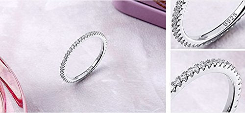 PAHALA 925 Sterling Silver Circle with Crystals Cubic Zirconia Vintage Wedding Engagement Band Ring