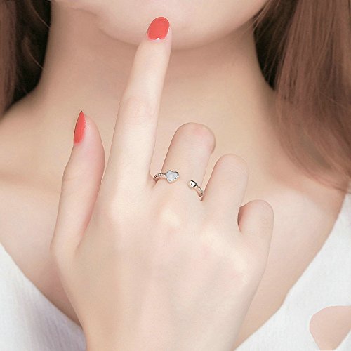 PAHALA 925 Sterling Silver Double Hearts with Silver Enamel Cubic Zirconia Vintage Wedding Engagement Band Ring