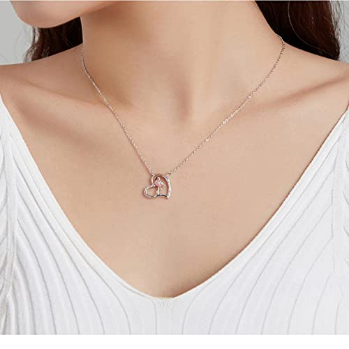 PAHALA 925 Sterling Silver Enamel Pink Animal Heart Memnon Flamingos Chain Necklace Pendant Wedding Necklace