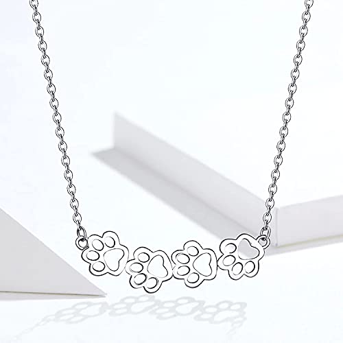 PAHALA 925 Sterling Silver Dog and Cat Paw Choker Footprint Pendant Necklace