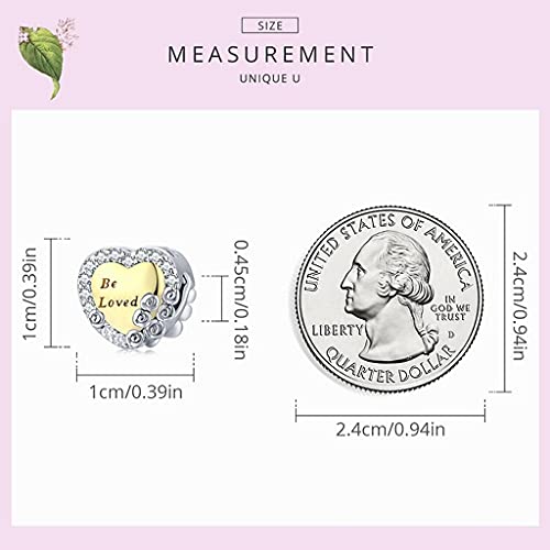 PAHALA 925 Sterling Silver Golden Heart Rose Love Wing Pink Crystal My Sunshine Mom Charm Bead