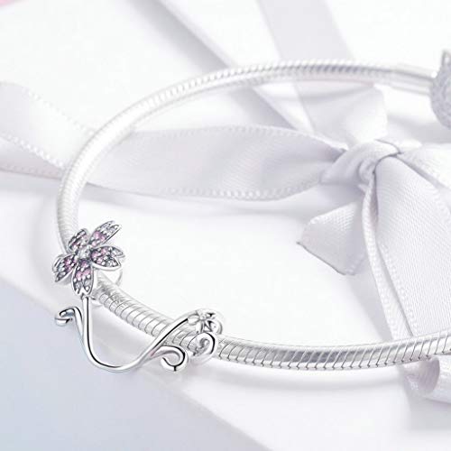 PAHALA 925 Strling Silver Sakura Cherry Flower Pendant Charms Beads