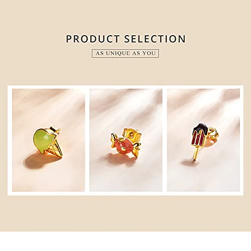 PAHALA 925 Sterling Silver Summer Dessert Ice cream Cup Cake Candy Donut Popsicle Stud Earrings