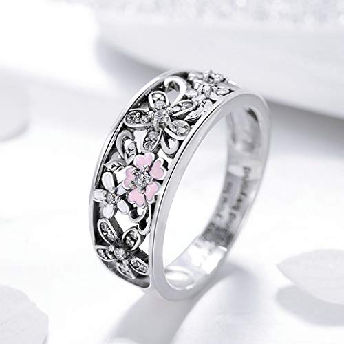 PAHALA 925 Strling Silver Daisy Flower Infinity Love with Crystals Finger Weeding Party Ring