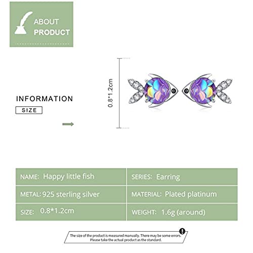 PAHALA 925 Sterling Silver Happy Tropical Litte Fish With Crystals Stud Earrings