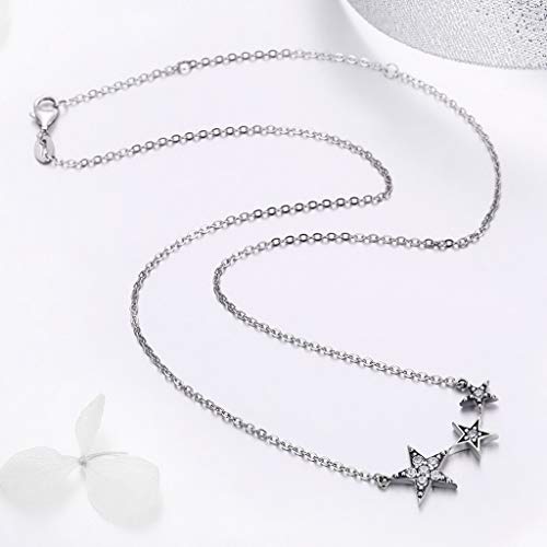 PAHALA 925 Sterling Silver Luminous Star with Crystals Pendant Necklace