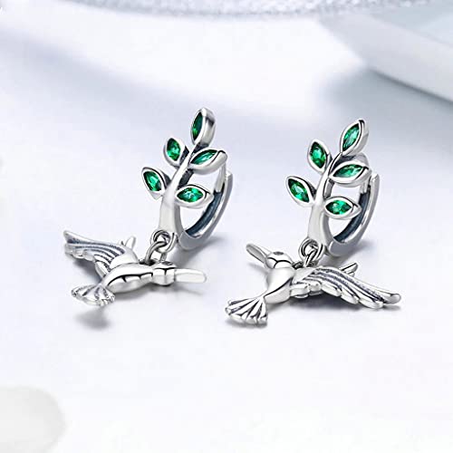 PAHALA 925 Sterling Silver Cute Hummingbirds Greetings Bird Crystals Stud Earrings