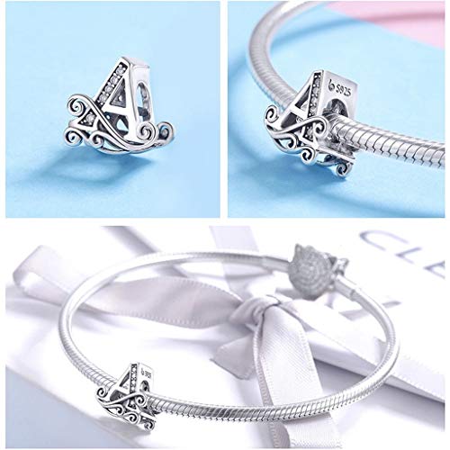 PAHALA 925 Sterling Silver 26 Letters Alphabet with Crystals Charms Beads