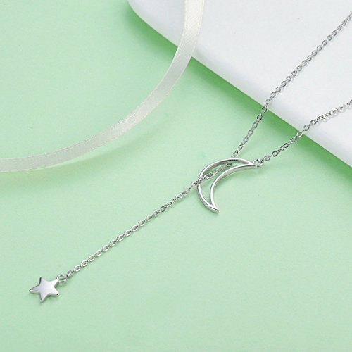PAHALA 925 Sterling Silver Moon Star Dream Tales Chain Link Pendant Necklace