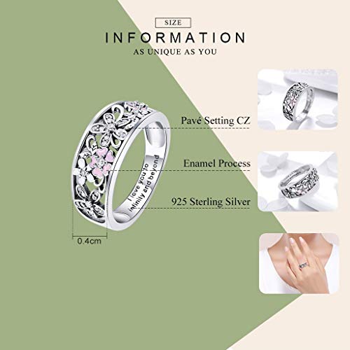 PAHALA 925 Strling Silver Daisy Flower Infinity Love with Crystals Finger Weeding Party Ring