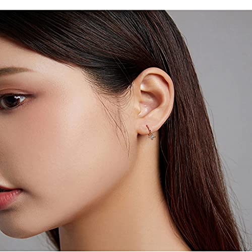PAHALA 925 Sterling Silver Gold Star Zircon Ear Buckles Cross Pearl Crystal Hoop Drop Earrings