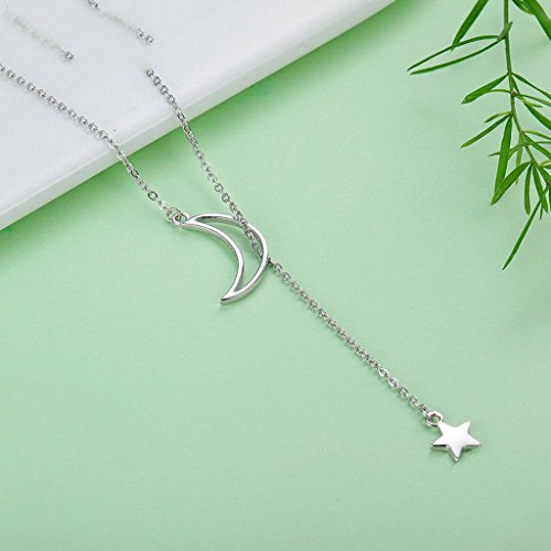 PAHALA 925 Sterling Silver Moon Star Dream Tales Chain Link Pendant Necklace