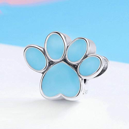 PAHALA 925 Strling Silver Lovely Dog Footprints Bones with Crystals Charm