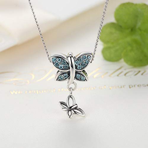 PAHALA 925 Strling Silver Blue Butterfly Bead with Crystals Charm Bead