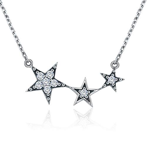 PAHALA 925 Sterling Silver Luminous Star with Crystals Pendant Necklace