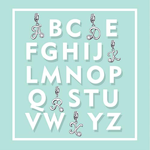 PAHALA 925 Sterling Silver 26 Handwritten Letters Alphabet with Crystal Charms Beads
