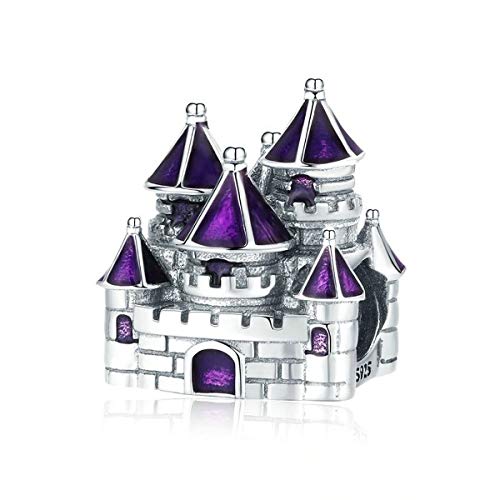 PAHALA 925 Strling Silver Purple Enamel Castle Fairytale Charm Bead