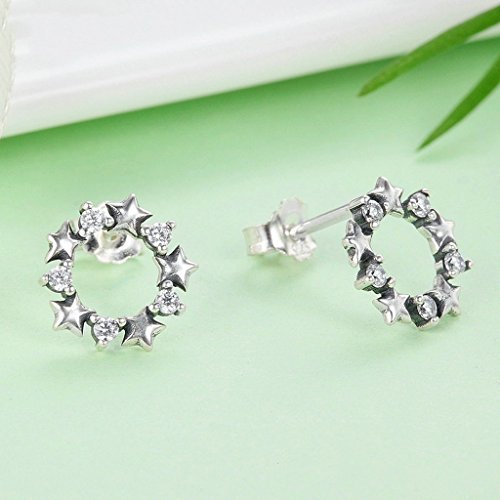 PAHALA 925 Sterling Silver Stars Flowers With Crystals Party Wedding Stud Earrings