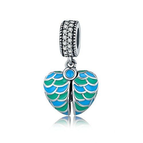 PAHALA 925 Sterling Silver Forever Love Blue Green Enamel Crystals Pendant Charm Bead