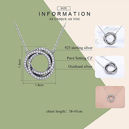 PAHALA 925 Sterling Silver Minimalism Round Circle Crystals Pendant Necklace
