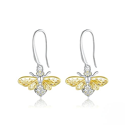PAHALA 925 Sterling Silver Happy Shiny Bees With Crystals Pendant Earrings