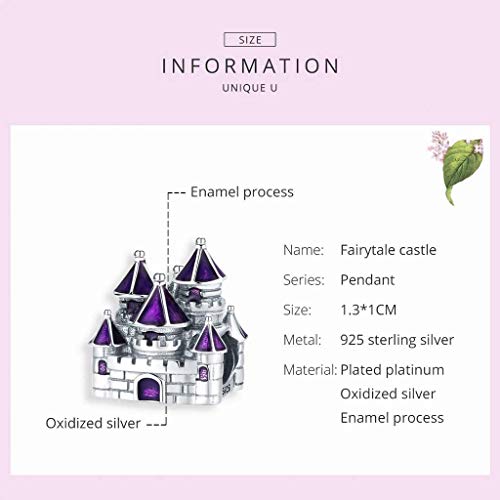 PAHALA 925 Strling Silver Purple Enamel Castle Fairytale Charm Bead