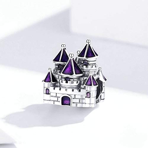 PAHALA 925 Strling Silver Purple Enamel Castle Fairytale Charm Bead