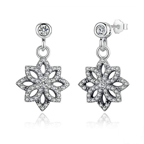 PAHALA 925 Sterling Silver Lace Floral Motif Drop Earrings