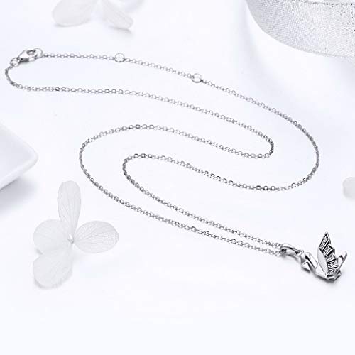 PAHALA 925 Sterling Silver Cute Swan Crystals Pendant Necklace
