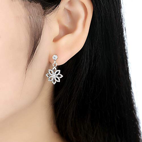 PAHALA 925 Sterling Silver Lace Floral Motif Drop Earrings