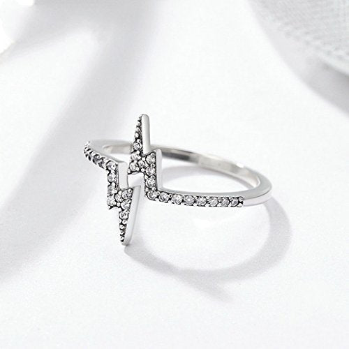 PAHALA 925 Sterling Silver Lighting Power with Crystals Cubic Zirconia Vintage Wedding Engagement Band Ring