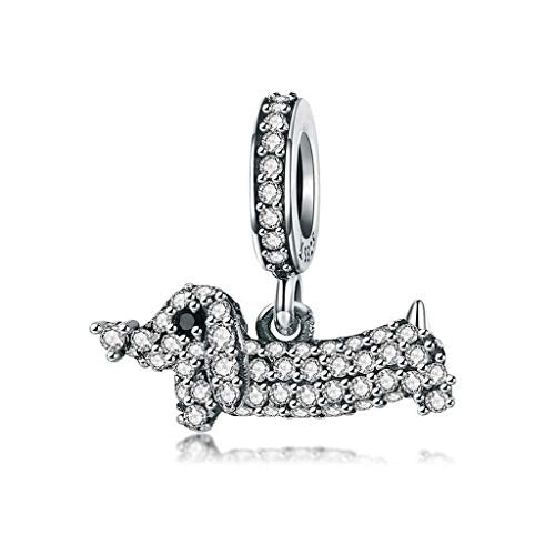 PAHALA 925 Strling Silver Crystals My Love Dog Dachshund Charm Bead