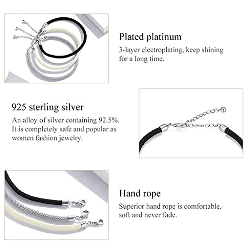 PAHALA 925 Sterling Silver 4 Colors Braided Leather Chain Snake Clasp