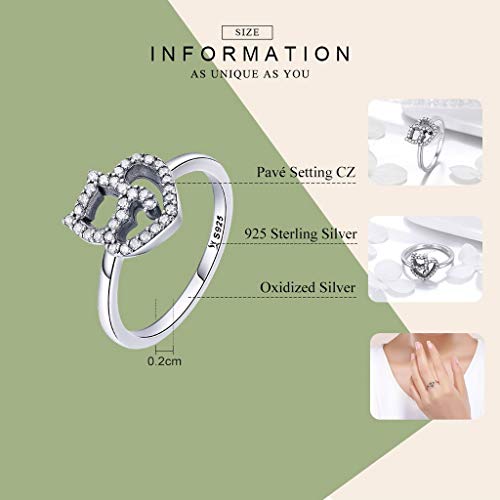 PAHALA 925 Strling Silver Naughty Little Cat Heart Crystals Finger Weeding Party Ring