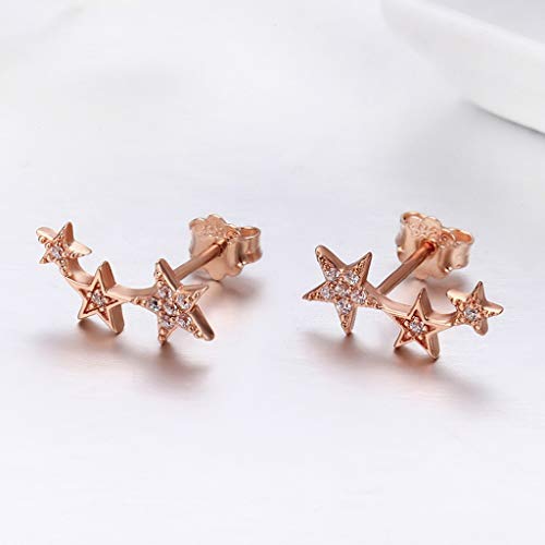 PAHALA 925 Sterling Silver Yellow Dazzling Stackable Star Crystals Stud Earrings