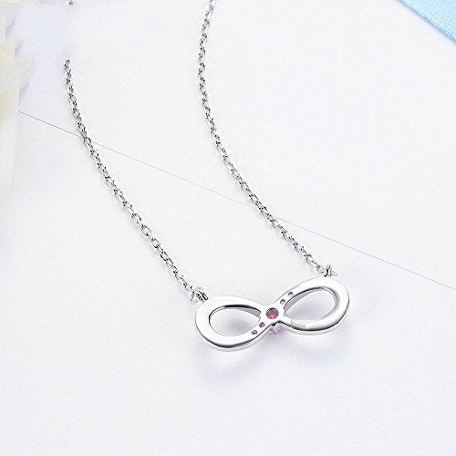 PAHALA 925 Sterling Silver Forever Love with Pink Crystals Clear CZ Pendant Necklace