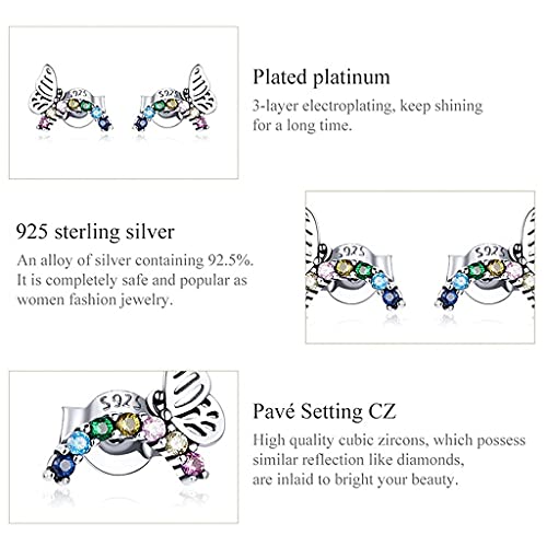 PAHALA 925 Strling Silver Rainbow Butterfly Ring Colorful Crystals Finger Weeding Party Ring