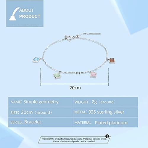 PAHALA 925 Sterling Geometric Opal Smooth Cat Eyes Stone Adjustable Chain Snake Clasp Bracelet