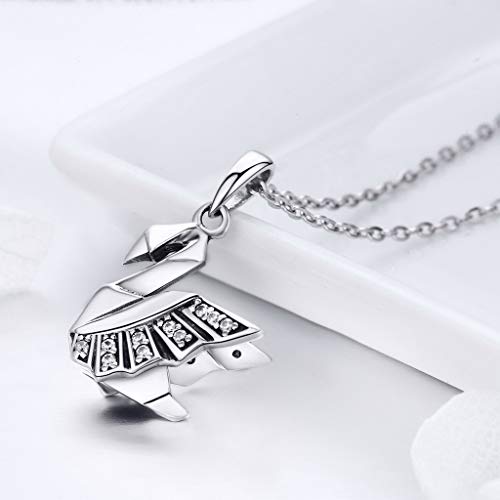PAHALA 925 Sterling Silver Cute Swan Crystals Pendant Necklace
