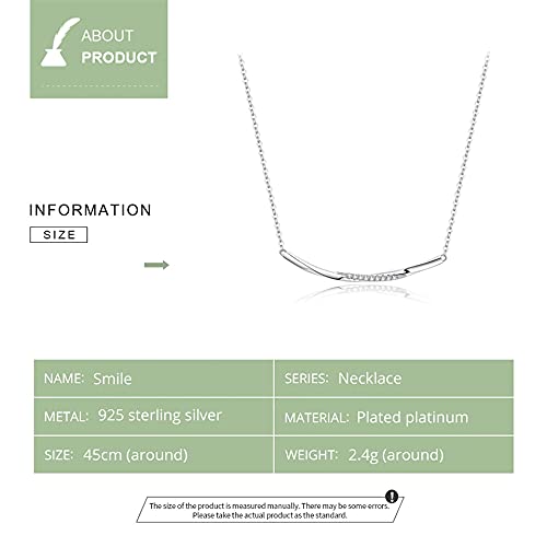 PAHALA 925 Sterling Silver Wave Clear CZ Choker Minimalist Crystals Pendant Necklace
