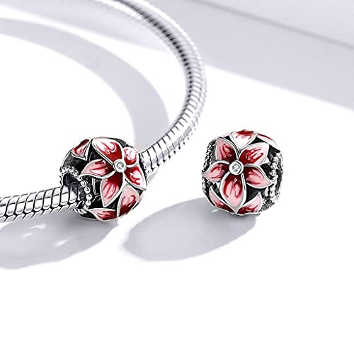 PAHALA 925 Sterling Silver Blooming Flowers With Crystals Charm Bead