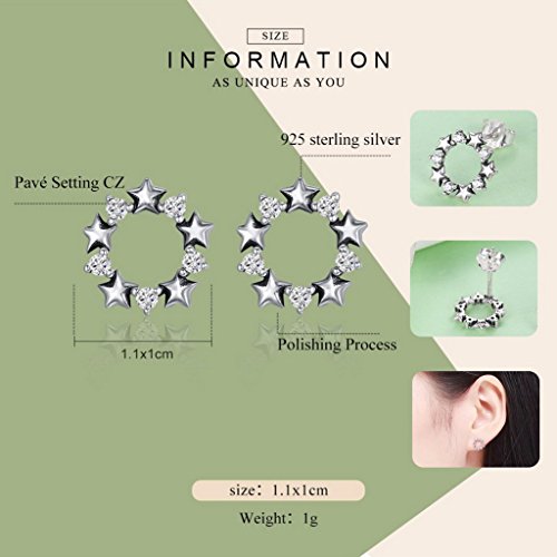 PAHALA 925 Sterling Silver Stars Flowers With Crystals Party Wedding Stud Earrings