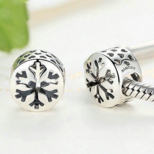 PAHALA 925 Strling Silver Snowflake Charm Bead Fit Bracelet