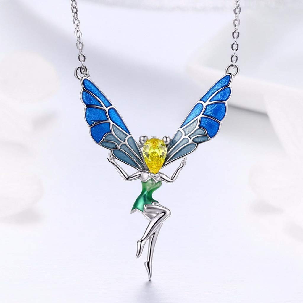 PAHALA 925 Sterling Silver Lovely Fairy Crystal Pendant Necklace